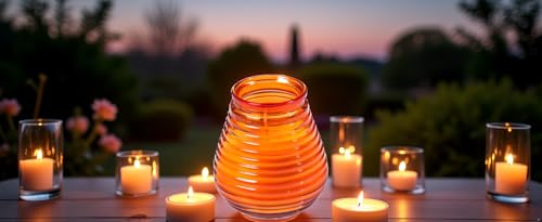 Glaswindlicht Flairlight in Orange, B10 x H9cm, 6 Stück