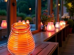 Glaswindlicht Flairlight in Orange, B10 x H9cm, 6 Stück