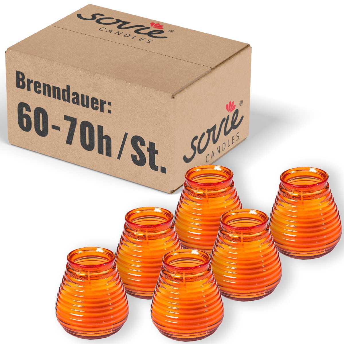 Glaswindlicht Flairlight in Orange, B10 x H9cm, 6 Stück
