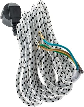 Zenitech - Bügeleisen Stromkabel 3G1 - Weiß - 3 m Länge - Idealer Ersatz für defekte Kabel - Flexibles und langlebiges Kabel - Einfache Anwendung im Haushalt - Schnelle und sichere Installation