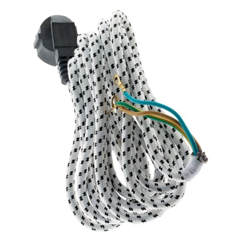 Zenitech - Bügeleisen Stromkabel 3G1 - Weiß - 3 m Länge - Idealer Ersatz für defekte Kabel - Flexibles und langlebiges Kabel - Einfache Anwendung im Haushalt - Schnelle und sichere Installation