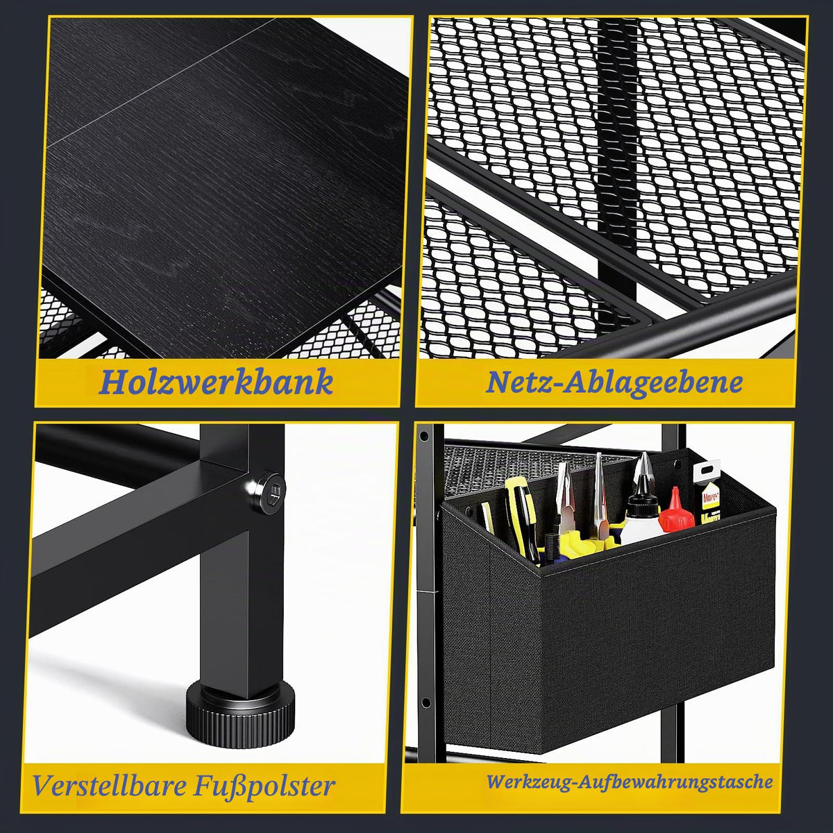 3D Druckertisch, 3 Stöckiger Druckerständer, Metall Druckerschrank mit Filament Aufbewahrung und Seitentasche, Druckerregal zur Standfuß für Büro, Zuhause, Schule, Werkstatt (Schwarz)