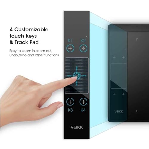 Grafiktablett VEIKK A30 V2 mit 4 Sensortasten und einem Gestenpad, 10x6 Zoll Pen Tablet mit Batterielosem Stift und 8192 Professionellen Druckstufen, Kompatibel mit Win/Linux/Android/Mac
