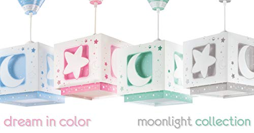 Dalber Lampe kinderzimmer, kinderlampe Pendelleuchte Hängelampe, Deckenleuchte Kinder, Deckenlampe kinderzimmer, Mond und Sterne Rosa MoonLight, 63232S, E27