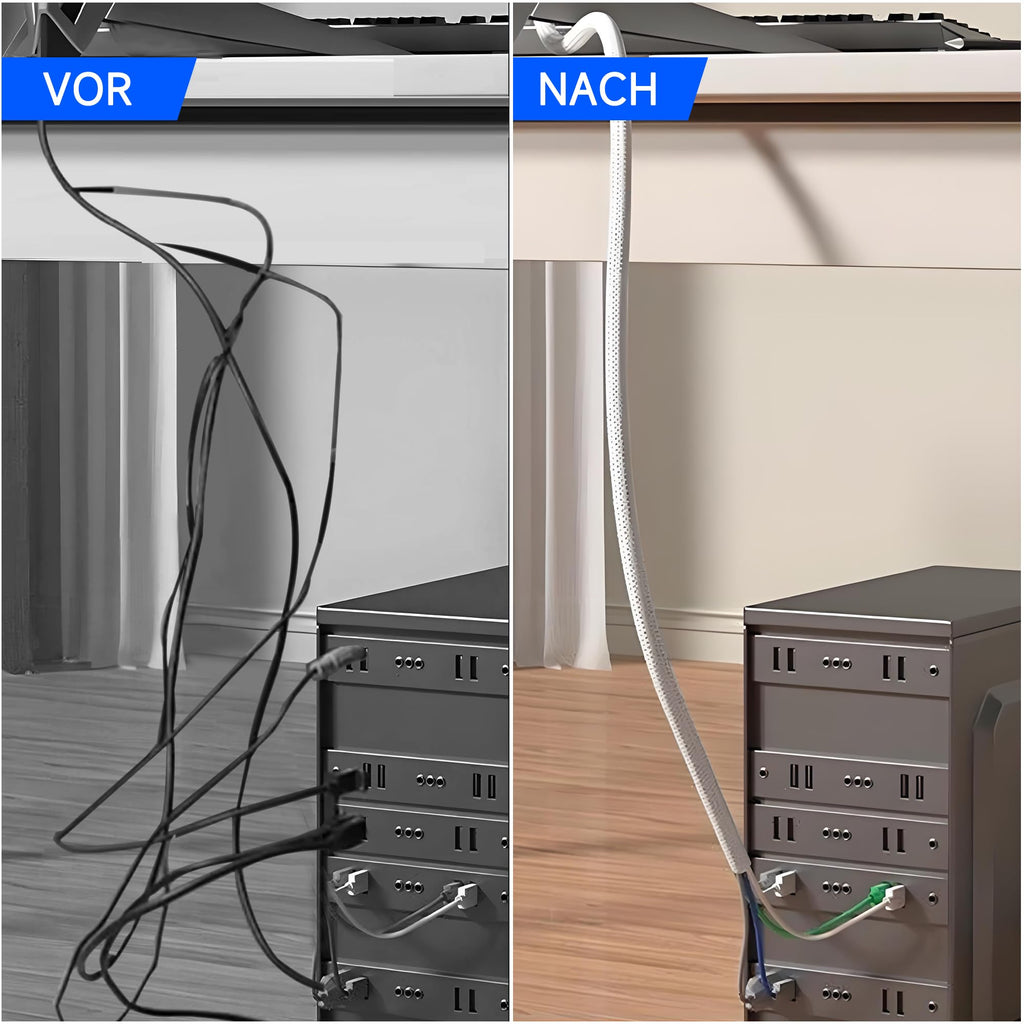 Taiyeestar 5 Meter Kabelschlauch Weiß, 6mm/10mm/13mm Kabelschutzschlauch, Kabel Verstecken, Kabelkanal Flexibel Gewebeschlauch, Kabelschlauch Selbstschließend für Schreibtisch, TV, Computer, 5-10mm