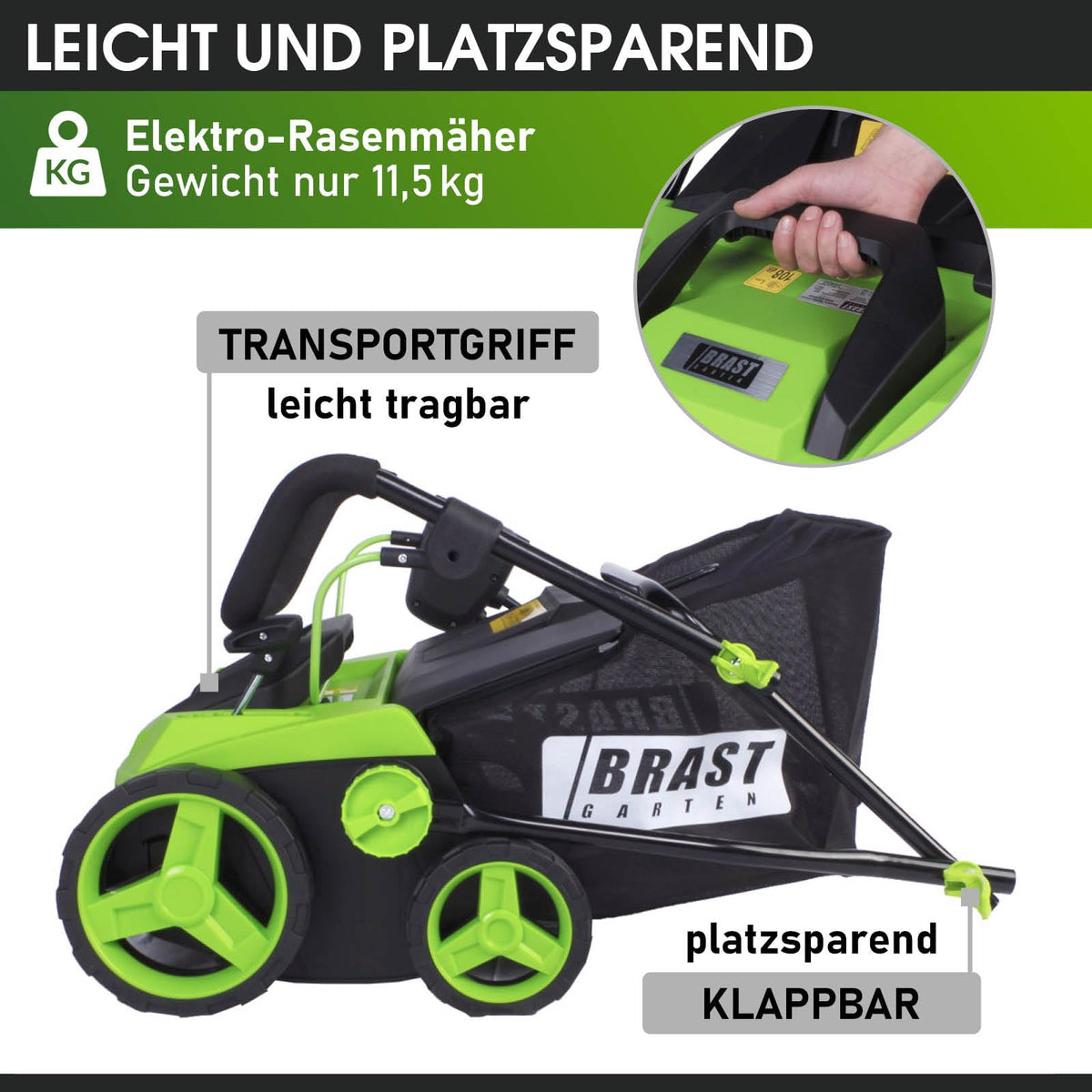 BRAST Vertikutierer Elektro Rasenlüfter | 1500-2000 Watt | 32-40cm Arbeitsbreite | 3 Modelle | großer Fangkorb Transportgriff & Klappbar | für kleine bis sehr große Rasenflächen | BRE-RV-3800