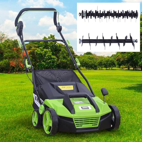 BRAST Vertikutierer Elektro Rasenlüfter | 1500-2000 Watt | 32-40cm Arbeitsbreite | 3 Modelle | großer Fangkorb Transportgriff & Klappbar | für kleine bis sehr große Rasenflächen | BRE-RV-3800