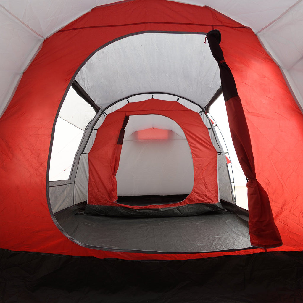 JUSTCAMP Lake Familienzelt für 4 Personen - wasserdichtes Tunnelzelt mit 2 Schlafkabinen, großem Vorraum & Stehhöhe - Campingzelt mit eingenähtem Boden, Moskitonetz und 2 Eingängen