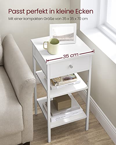 VASAGLE Nachttisch, Beistelltisch, mit 1 Schublade und 2 offenen Fächern