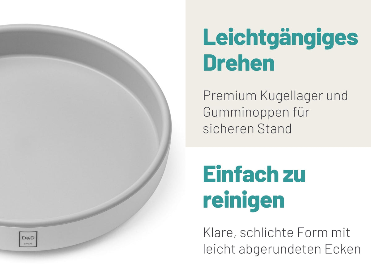 D&D Living® Drehteller Ø 25 cm - Küche & Kühlschrank Organizer drehbar | Lazy Susan Gewürzregal mit verstärktem Kunststoff | Rondell mit leiser Drehung