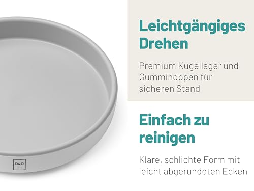 D&D Living® Drehteller Ø 25 cm - Küche & Kühlschrank Organizer drehbar | Lazy Susan Gewürzregal mit verstärktem Kunststoff | Rondell mit leiser Drehung