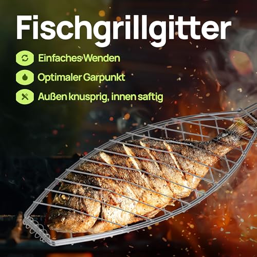 ToCi 4X Fischgriller Silber mit Holzgriff