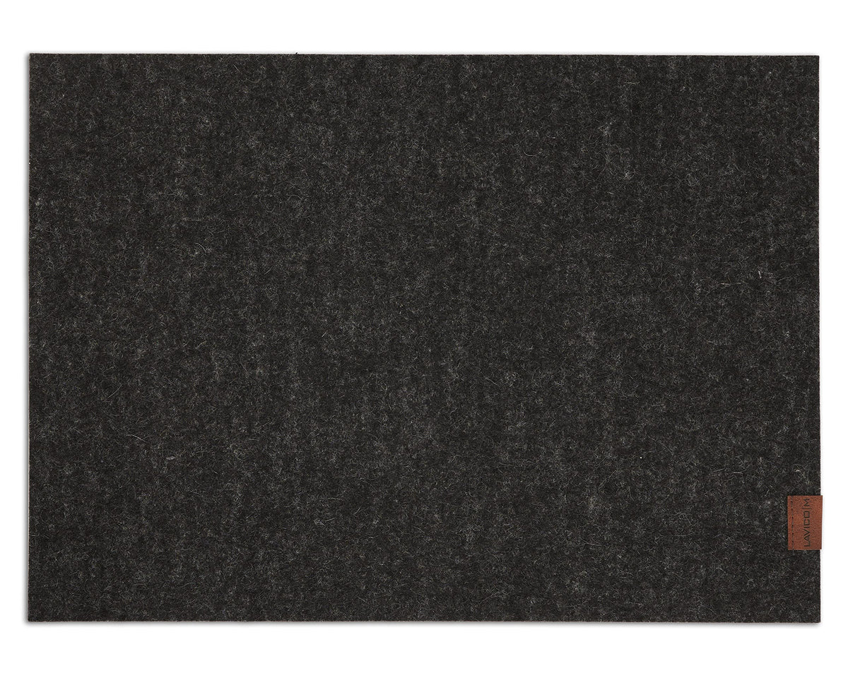 Tischset aus Filz, Weiche Tischunterlage & Tischmatte aus Natur-Wollfilz, Merinowolle Platzset, Anthrazit, Hellgrau meliert, Senfgelb, Lagune – 32 x 44 cm