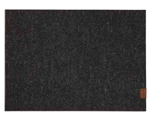 Tischset aus Filz, Weiche Tischunterlage & Tischmatte aus Natur-Wollfilz, Merinowolle Platzset, Anthrazit, Hellgrau meliert, Senfgelb, Lagune – 32 x 44 cm