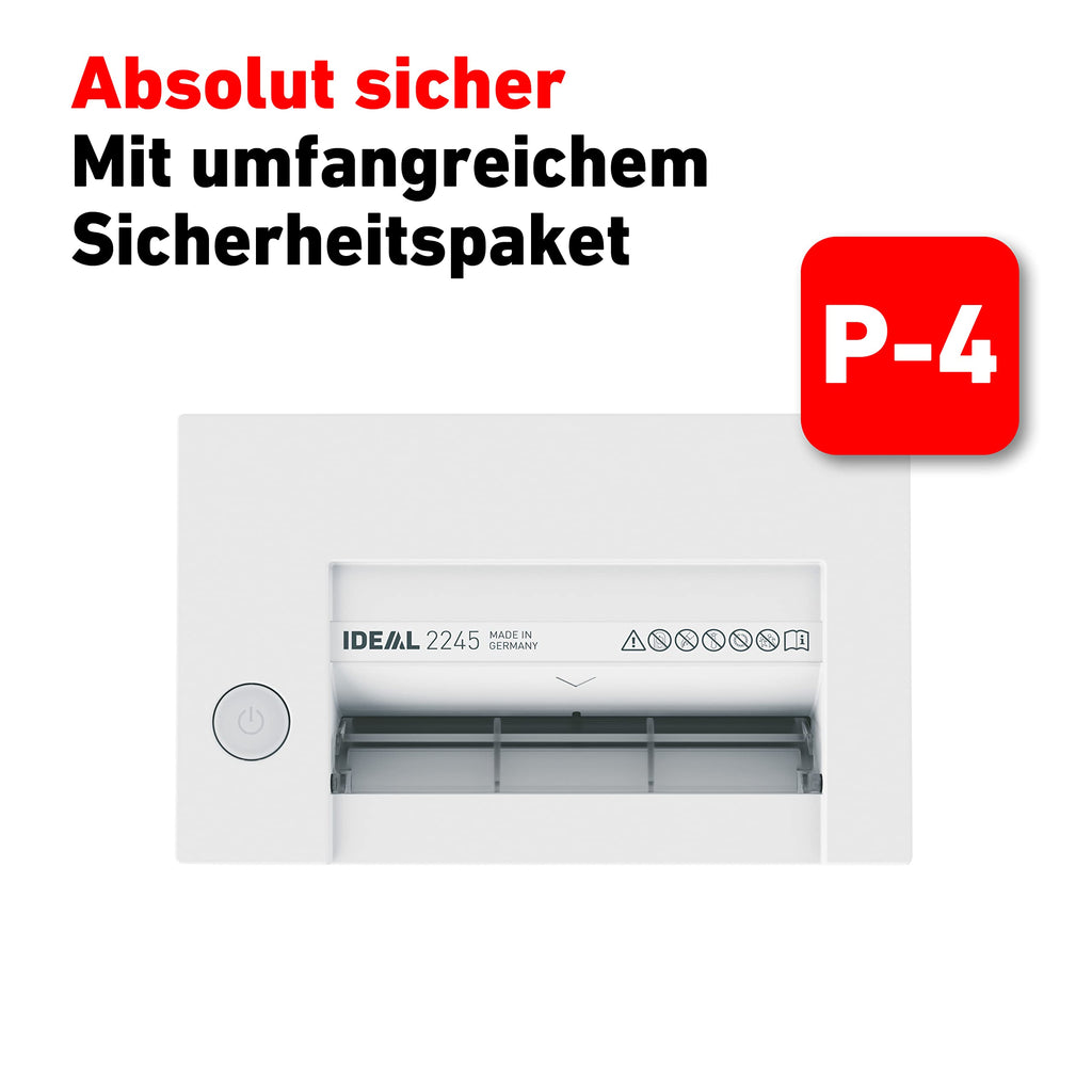 Aktenvernichter IDEAL 2245, Partikelschnitt 3x25mm, bis 6 Blatt, P-4 DSGVO
