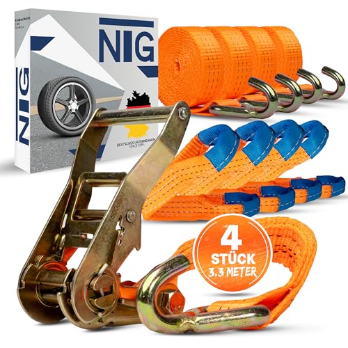 NTG Spanngurt für Auto Transport 4 Stück - 35 mm 3300 mm Länge 3000 daN