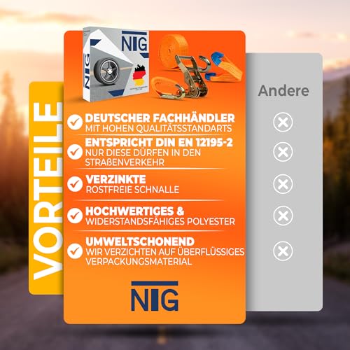 NTG Spanngurt für Auto Transport 4 Stück - 35 mm 3300 mm Länge 3000 daN