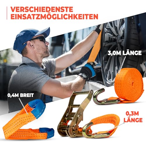 NTG Spanngurt für Auto Transport 4 Stück - 35 mm 3300 mm Länge 3000 daN