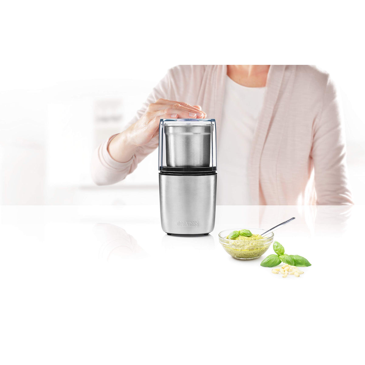 Princess Pesto Maker - Multi Zerkleinerer, mit 2 Edelstahlmessern, 200 Watt, 190 g, für feste und flüssige Zutaten, 221040