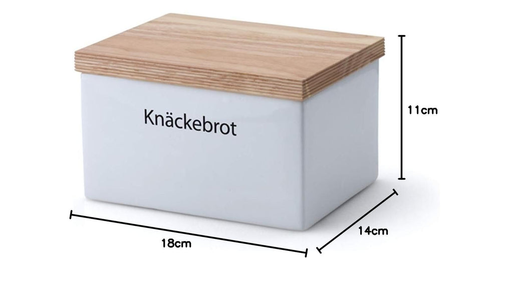 Continenta Knäckebrotdose, Knäckebrotbox, Vorratsdose für Knäckebrot mit Holzdeckel, mit Schrift: Knäckebrot, Größe: 17,5 x 13,5 x 11 cm