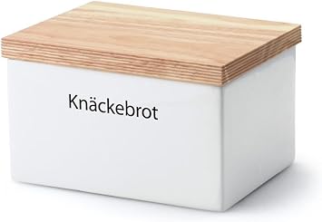 Continenta Knäckebrotdose, Knäckebrotbox, Vorratsdose für Knäckebrot mit Holzdeckel, mit Schrift: Knäckebrot, Größe: 17,5 x 13,5 x 11 cm