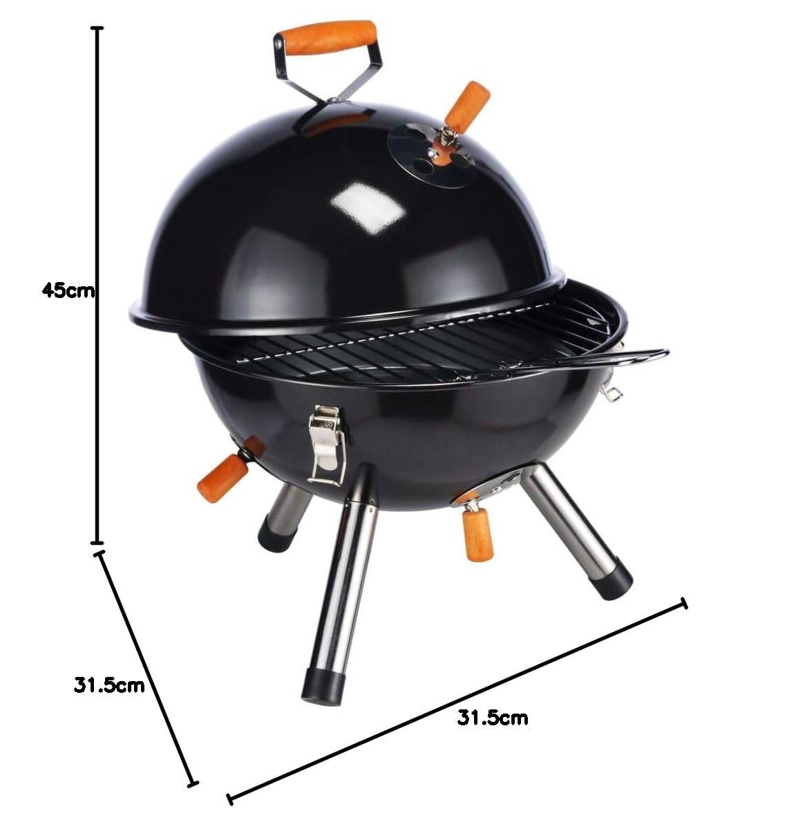 Haushalt International KUGELGRILL MINI IN SCHWARZ PICKNICKGRILL TISCHGRILL CAMPINGGRILL Picknick - Grill