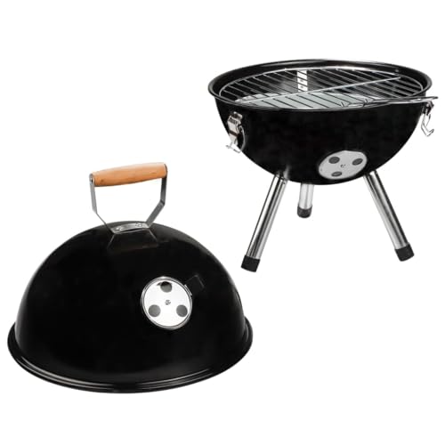 Haushalt International KUGELGRILL MINI IN SCHWARZ PICKNICKGRILL TISCHGRILL CAMPINGGRILL Picknick - Grill