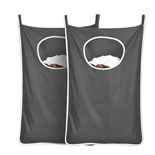 langlebiger Wäschesack zum Aufhängen hinter der Tür, platzsparend, mit Edelstahlhaken, Reißverschluss, Wäschekorb, Türaufhängung, für Badezimmer, Kinderzimmer, 2er-Pack