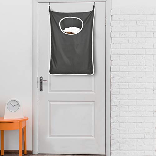 langlebiger Wäschesack zum Aufhängen hinter der Tür, platzsparend, mit Edelstahlhaken, Reißverschluss, Wäschekorb, Türaufhängung, für Badezimmer, Kinderzimmer, 2er-Pack