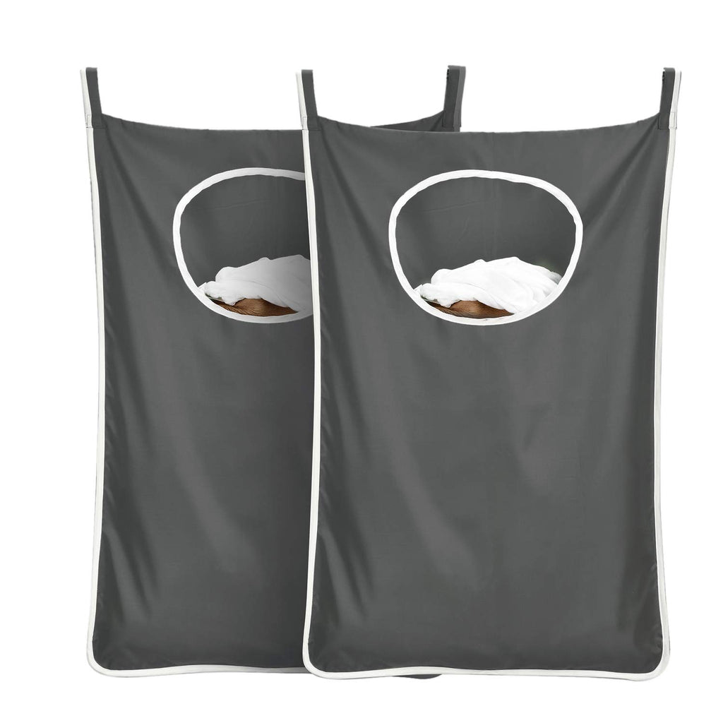 langlebiger Wäschesack zum Aufhängen hinter der Tür, platzsparend, mit Edelstahlhaken, Reißverschluss, Wäschekorb, Türaufhängung, für Badezimmer, Kinderzimmer, 2er-Pack