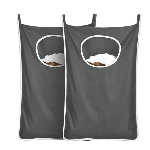 langlebiger Wäschesack zum Aufhängen hinter der Tür, platzsparend, mit Edelstahlhaken, Reißverschluss, Wäschekorb, Türaufhängung, für Badezimmer, Kinderzimmer, 2er-Pack
