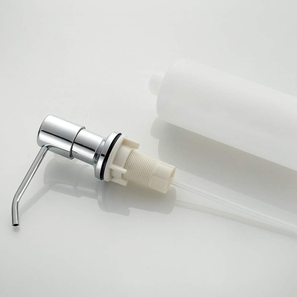 Ibergrif Seifenspender Küche Einbau – Spülmittelspender mit 500 ml Flasche, 360° drehbare Edelstahlpumpe, von Oben befüllbar, ideal für Spülbecken und Küchenspülen, Chrom
