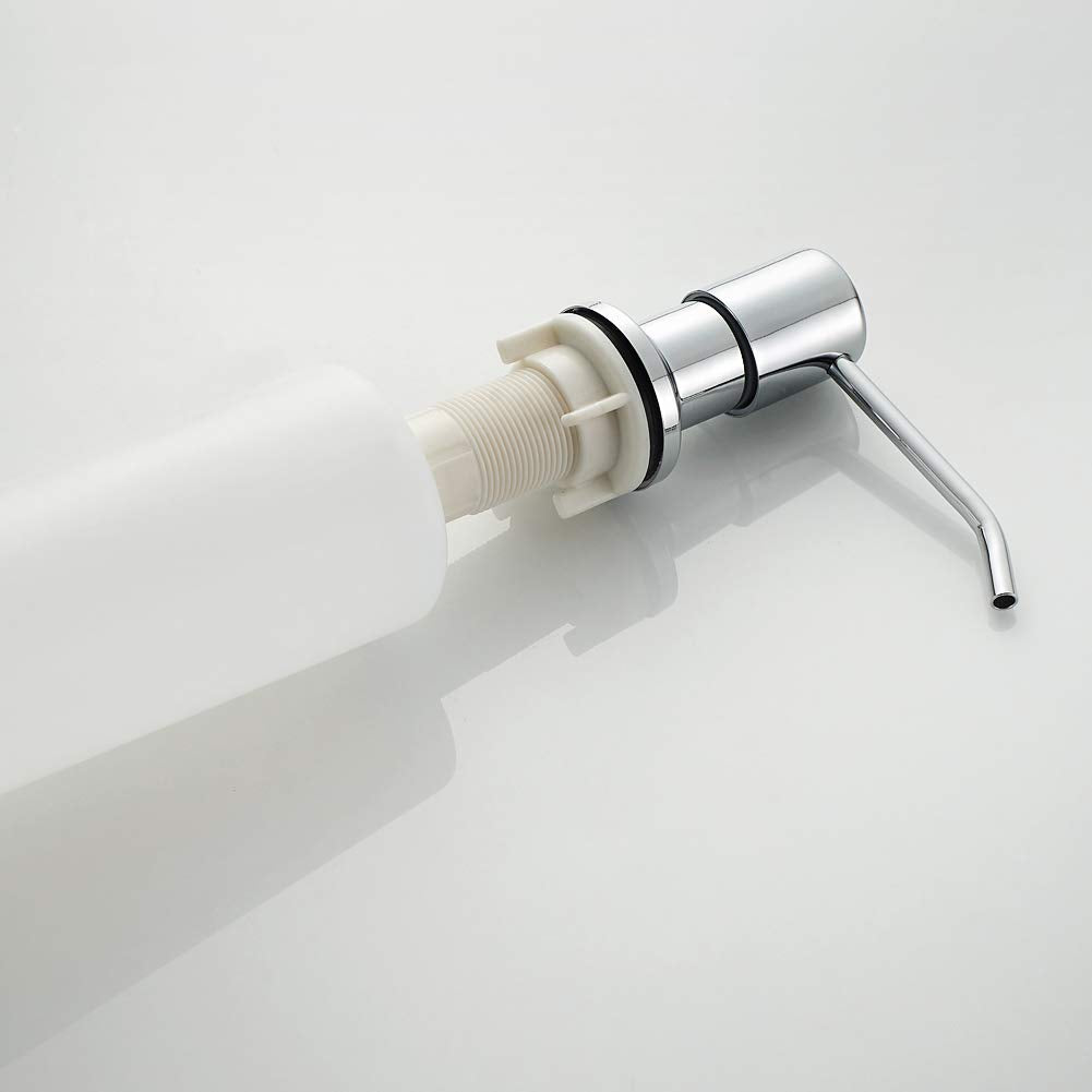 Ibergrif Seifenspender Küche Einbau – Spülmittelspender mit 500 ml Flasche, 360° drehbare Edelstahlpumpe, von Oben befüllbar, ideal für Spülbecken und Küchenspülen, Chrom
