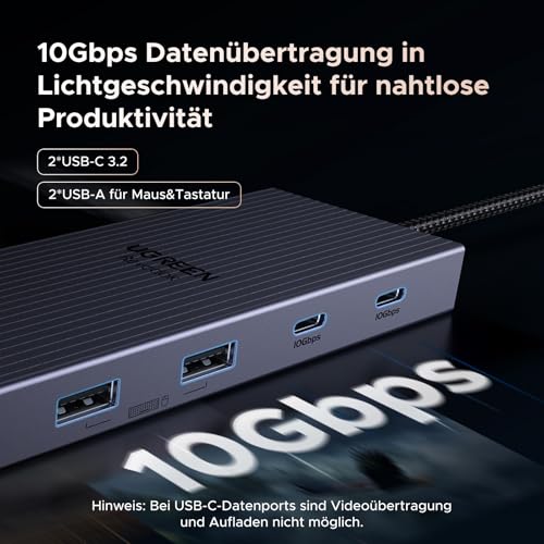 UGREEN Docking Station 2 Monitore mit HDMI & DisplayPort USB C Hub