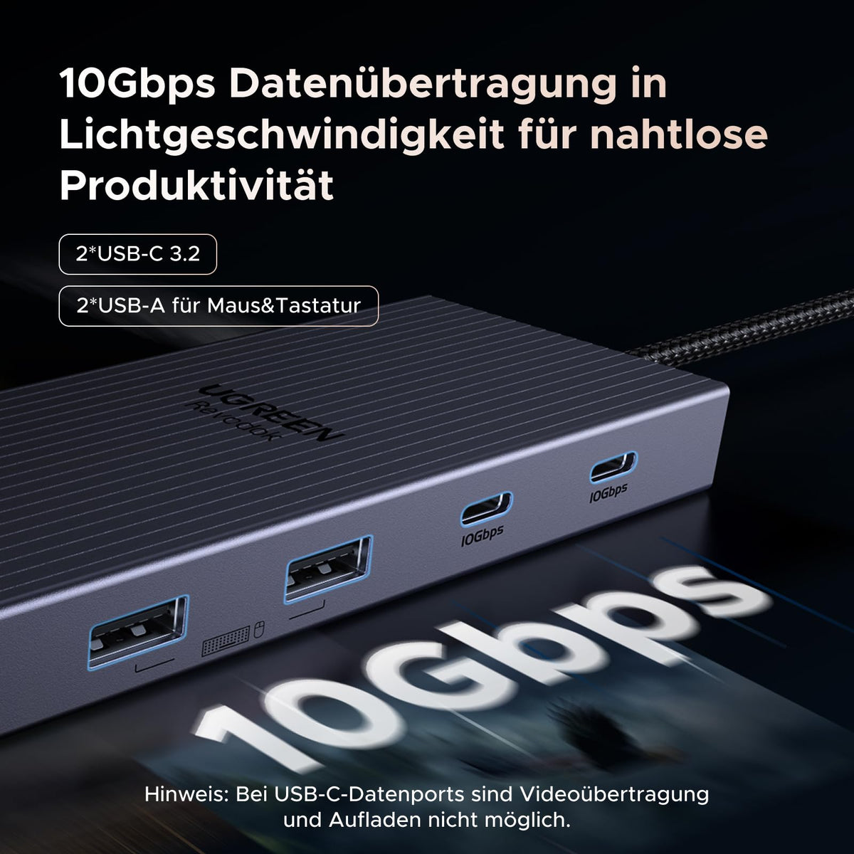 UGREEN Docking Station 2 Monitore mit HDMI & DisplayPort USB C Hub