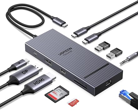UGREEN Docking Station 2 Monitore mit HDMI & DisplayPort USB C Hub