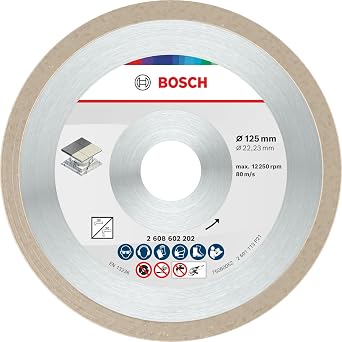 Bosch Professional 1x Diamanttrennscheibe Standard for Ceramic (für Stein, Keramik, Fliesen, Marmor, Ø 125 x 22,23 x 1,6 x 7 mm, Zubehör für Winkelschleifer)
