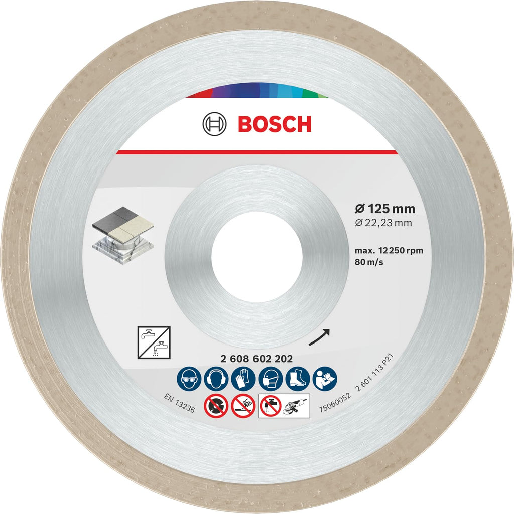 Bosch Professional 1x Diamanttrennscheibe Standard for Ceramic (für Stein, Keramik, Fliesen, Marmor, Ø 125 x 22,23 x 1,6 x 7 mm, Zubehör für Winkelschleifer)