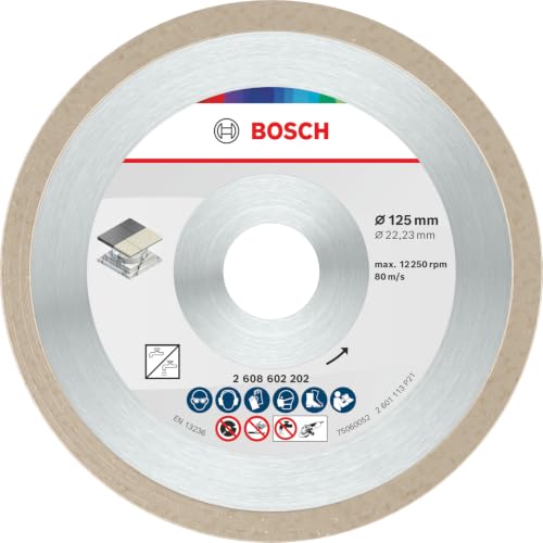 Bosch Professional 1x Diamanttrennscheibe Standard for Ceramic (für Stein, Keramik, Fliesen, Marmor, Ø 125 x 22,23 x 1,6 x 7 mm, Zubehör für Winkelschleifer)