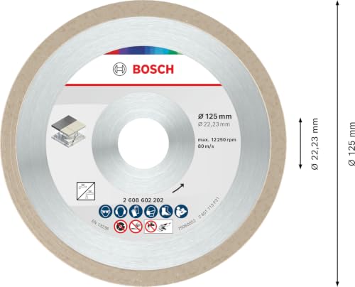 Bosch Professional 1x Diamanttrennscheibe Standard for Ceramic (für Stein, Keramik, Fliesen, Marmor, Ø 125 x 22,23 x 1,6 x 7 mm, Zubehör für Winkelschleifer)