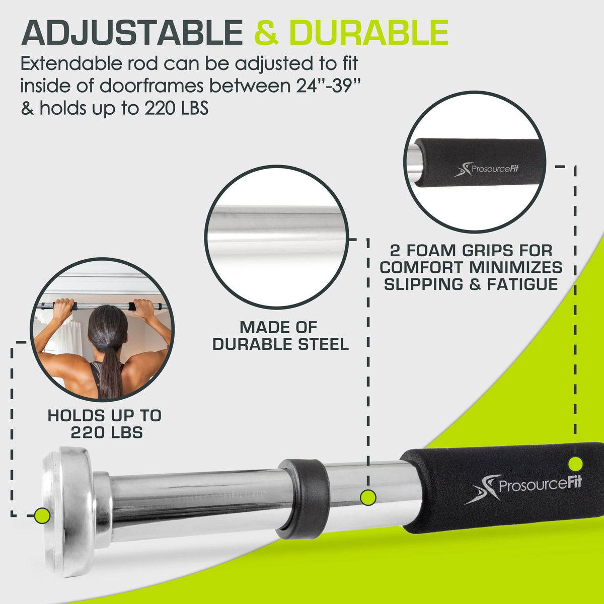ProsourceFit Doorway Mount, Foldable, Multi-Grip, Multi-Grip Lite and Wall-Mounted Pull Up/Chin-Up Bar