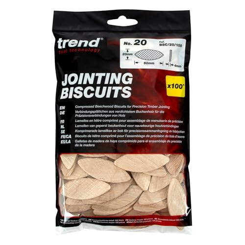Trend 100 Stück Buchenholz Verbindungsplättchen (Nr. 20) für Holzbearbeitung, Tischlerei und Möbelbau, BSC/20/100