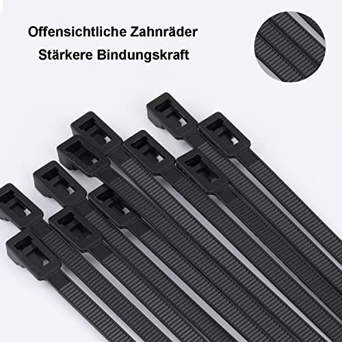 100 Stück Kabelbinder Wiederverschließbar, 300 mm x 4,8 mm