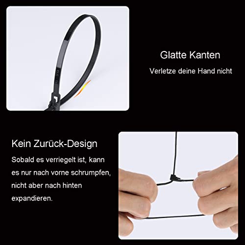 100 Stück Kabelbinder Wiederverschließbar, 300 mm x 4,8 mm