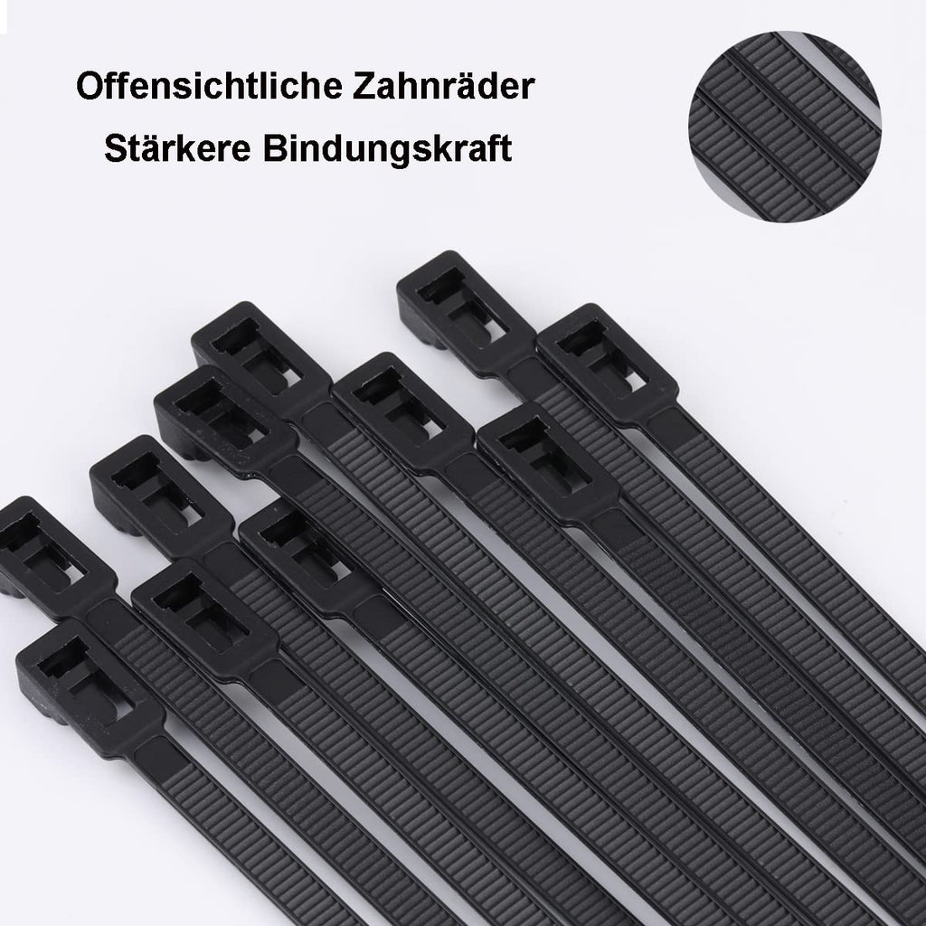 100 Stück Kabelbinder Wiederverschließbar, 300 mm x 4,8 mm