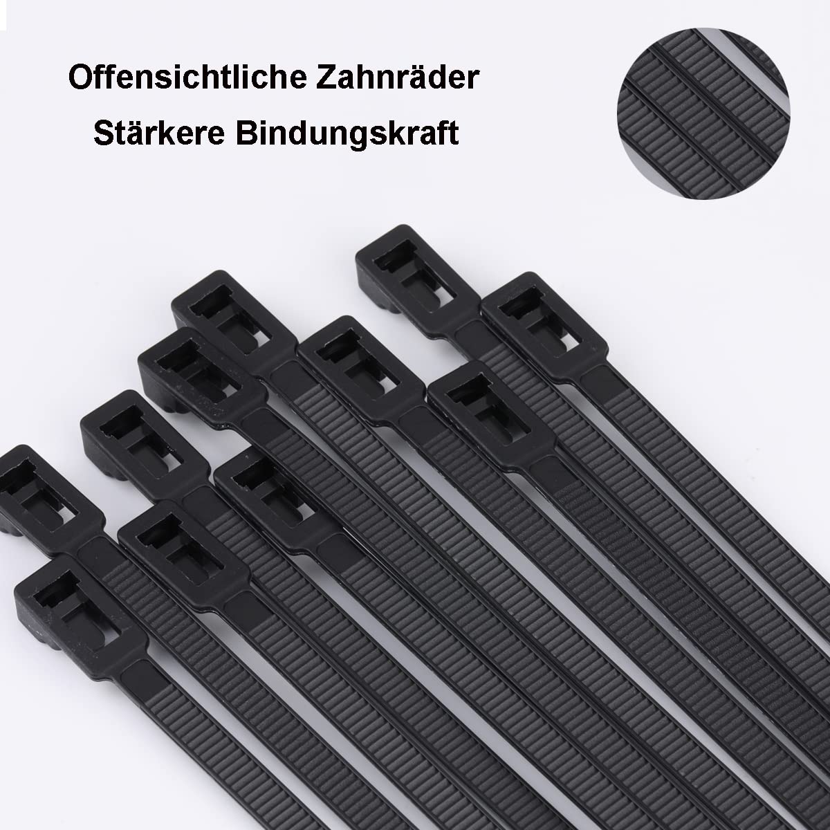 100 Stück Kabelbinder Wiederverschließbar, 300 mm x 4,8 mm