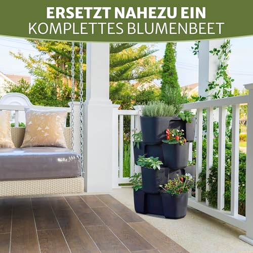 Premium Kartoffelturm / Erdbeerturm / Pflanzturm - 4 Set - stapelbar - Hoher Ernteertrag - Bewässerungs Löcher gegen Staunässe - optimaler Schutz vor Schädlingen - für Balkon, Garten und Terrasse (4)