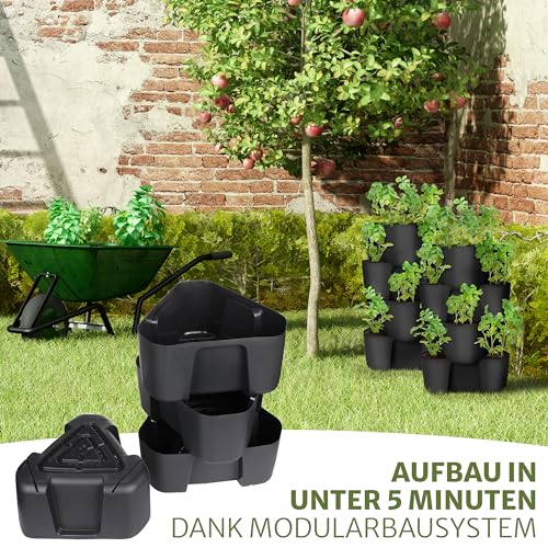Premium Kartoffelturm / Erdbeerturm / Pflanzturm - 4 Set - stapelbar - Hoher Ernteertrag - Bewässerungs Löcher gegen Staunässe - optimaler Schutz vor Schädlingen - für Balkon, Garten und Terrasse (4)