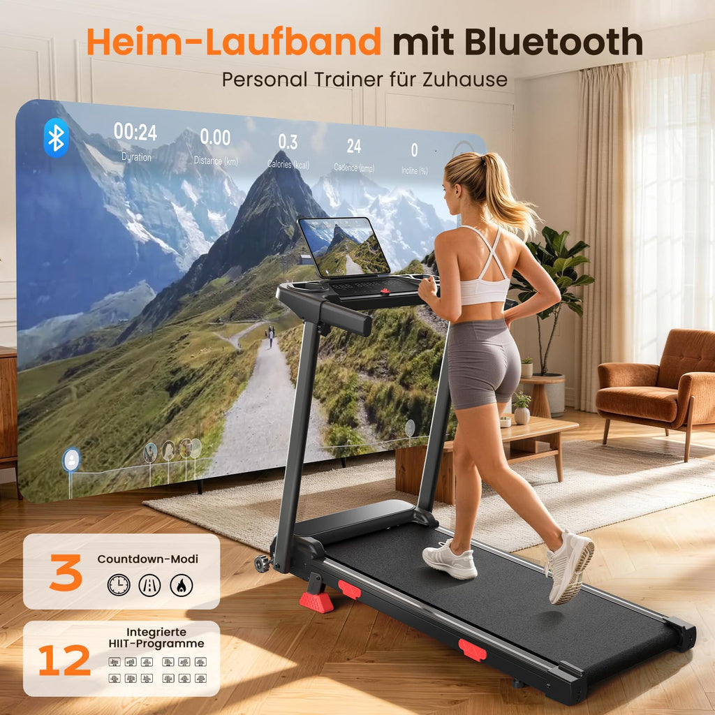 HomeFitnessCode Laufband Klappbar mit Steigung 12KMH - Walking Pad Zuhause