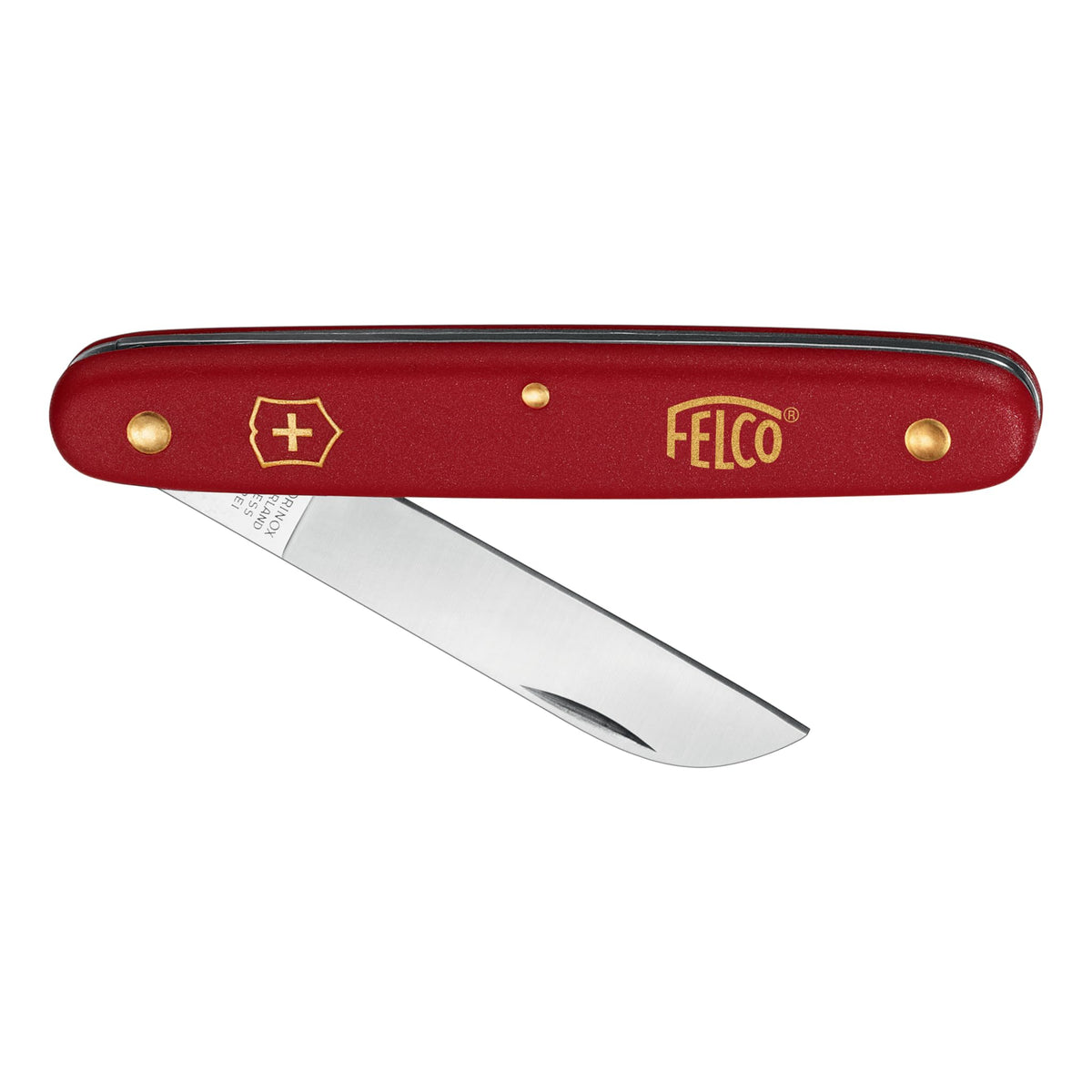 FELCO 3.90 50 Okulier- und Schneidmesser (Klinge 57 mm, Messer für Rindenpfropfen/Schneiden von Stecklingen, roter Nylongriff)
